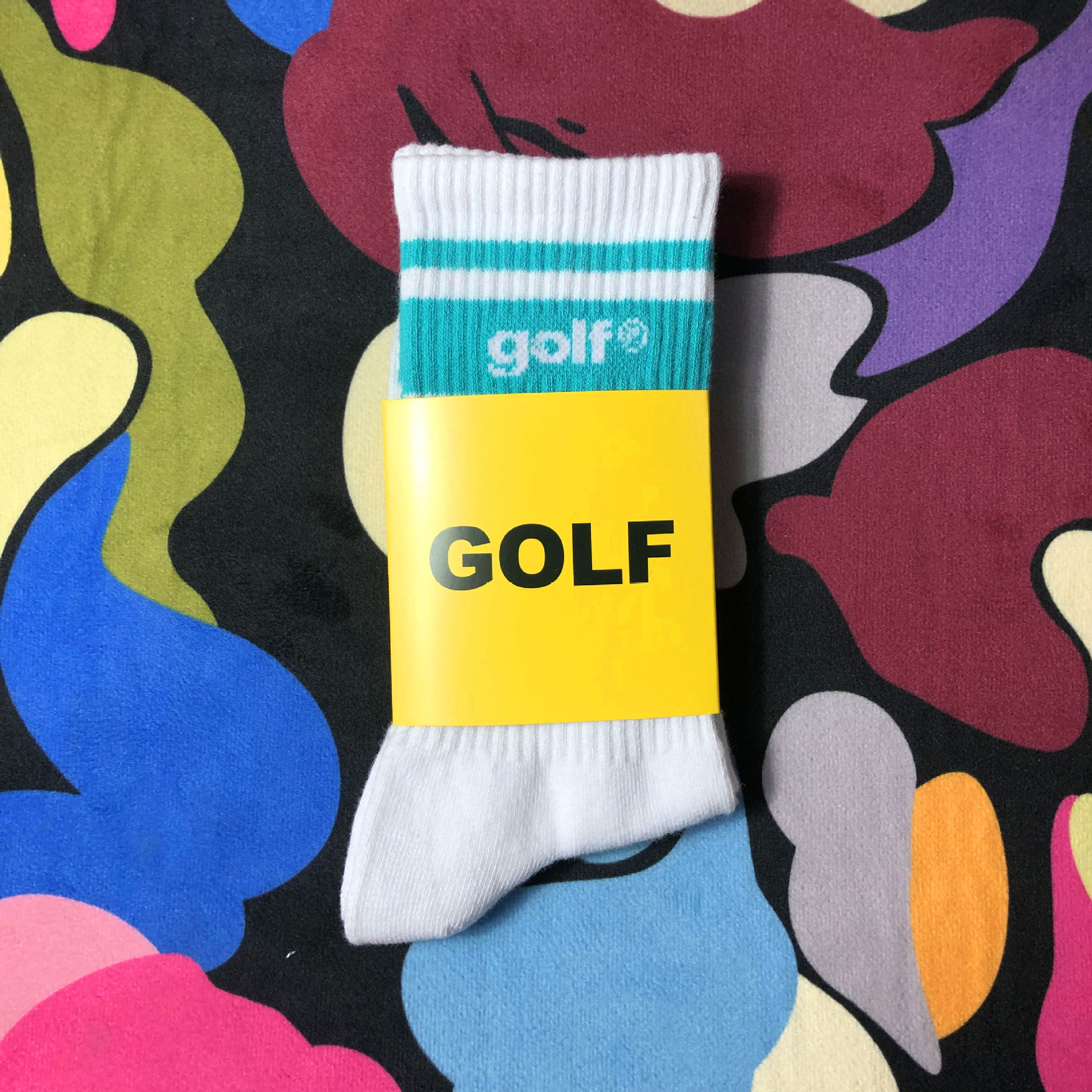 Tide Brand Letters Golf Socks Tricolor Stripes Small Fresh Mint Green, Orange Socks Cotton Tube Socks For Men And Women In Sport